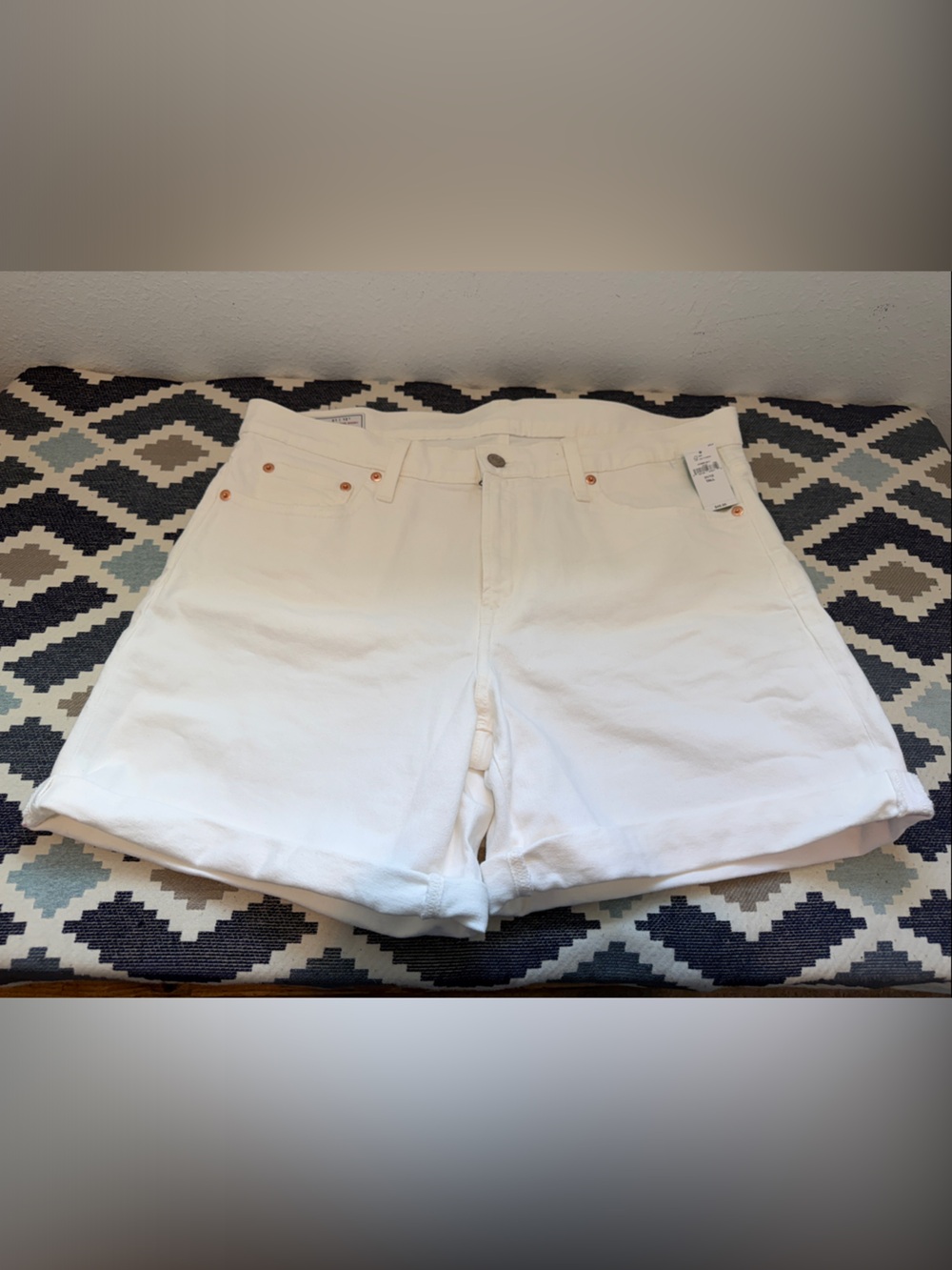 GAP White Denim High-Rise Jean Shorts